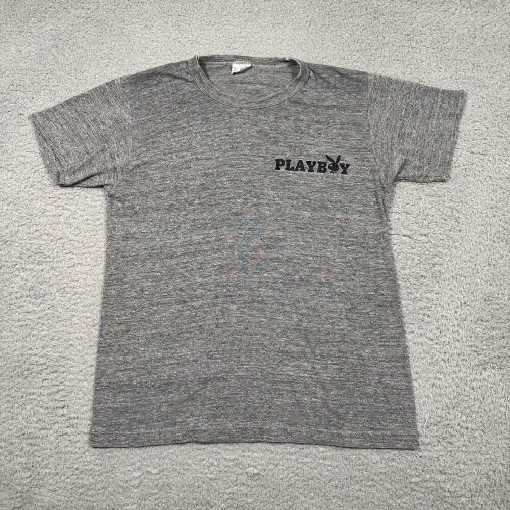 Vintage Playboy T-Shirt Single Stitched Bunny 70s 80s Rayon Blend Thin Sz L USA